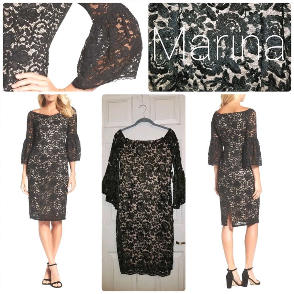 MARINA Black Lace Dress